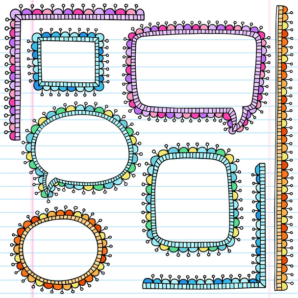 Speech Bubble Psychedelic Notebook Doodles vector Set - Vector, Image