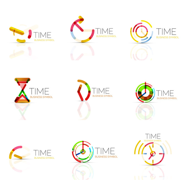 Геометрические часы и набор значков времени
 - Вектор,изображение