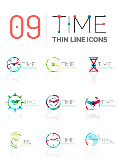 Geometrické hodiny a čas sady ikon - Vektor, obrázek
