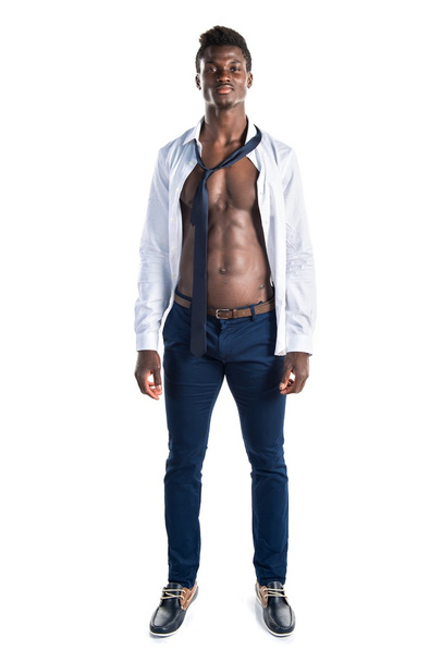 Szép fekete férfi sportos test - Fotó, kép