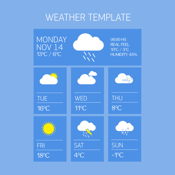 Weather template. Weather icons set. Vector illustration. - Vector, Image