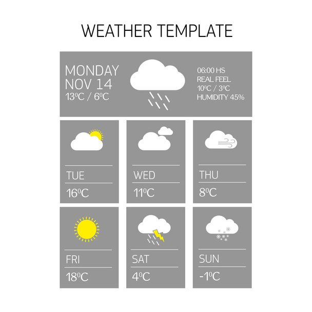 Weather template. Weather icons set. Vector illustration. - Vector, Image
