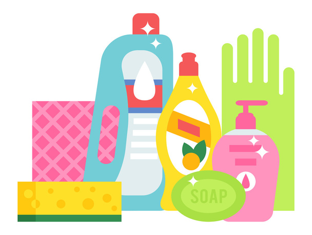 Household chemicals vector illustrations. - Vector, Image