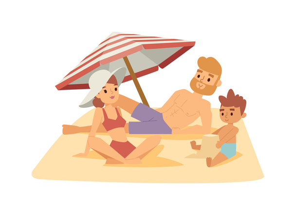 Familia en playa vector ilustración
. - Vector, Imagen