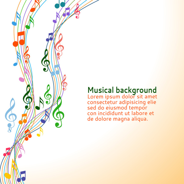 Color music notes - Vector, Image