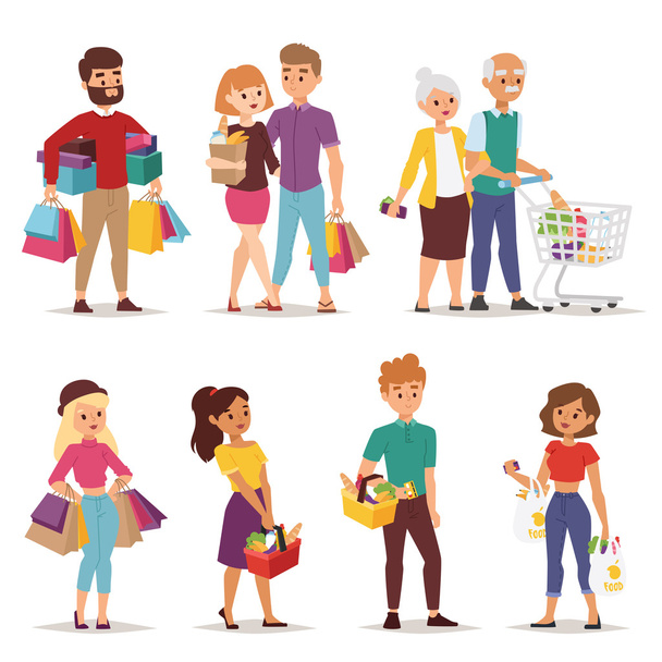 Shopping people vector set. - Vector, Image