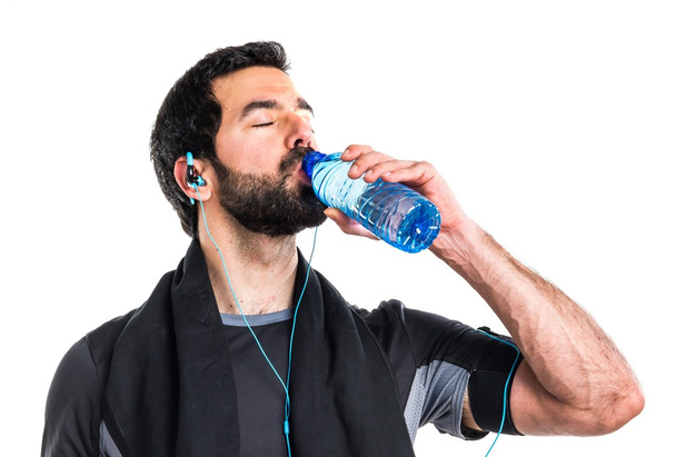 Sportman with water bottle - Foto, Imagem