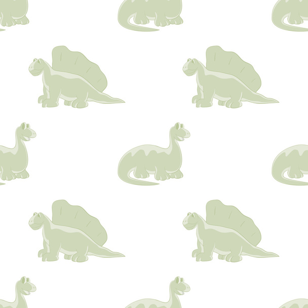 Seamless white background. Bright dinosaurs - Vecteur, image