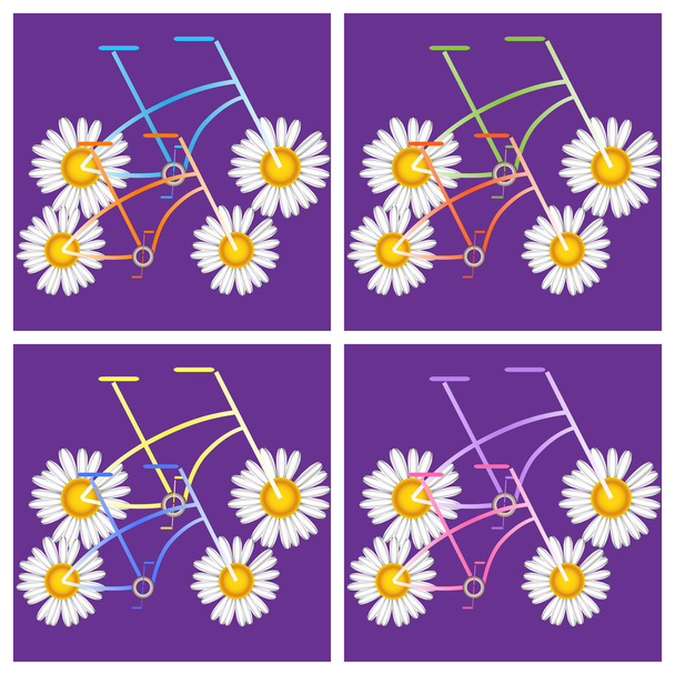 Rowery z kwiatowy wzór  - Wektor, obraz