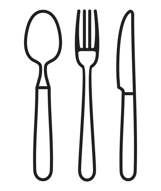 Столовые приборы - нож, вилка и ложка
 - Вектор,изображение