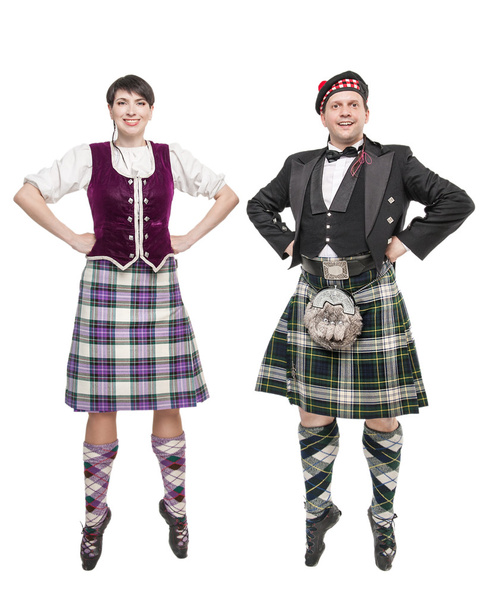das Paar Frau und Mann tanzt schottischen Tanz - Foto, Bild