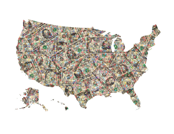 map of USA from dollars isolated - Photo, Image