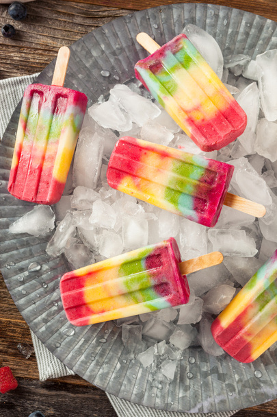 Healthy Homemade Rainbow Popsicles - Φωτογραφία, εικόνα