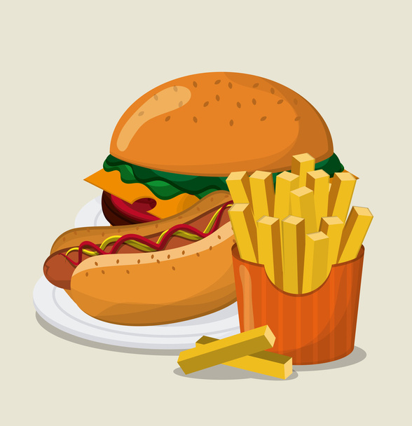 Design de fast food. ícone de menu. Ilustração colorida
 - Vetor, Imagem