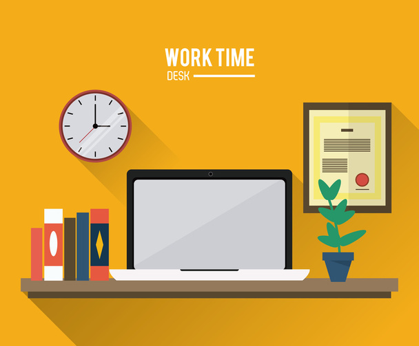Diseño del tiempo de trabajo. Icono de oficina. Colorida ilustración
 - Vector, Imagen