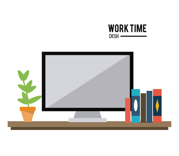 Diseño del tiempo de trabajo. Icono de oficina. Colorida ilustración
 - Vector, imagen