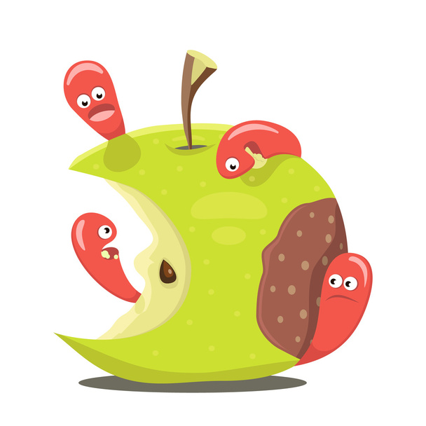 Червь съел гнилое яблоко
 - Вектор,изображение