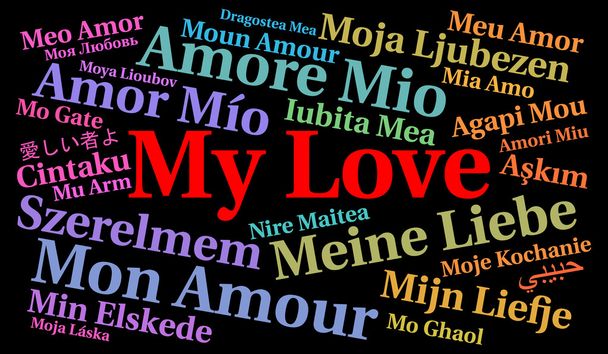 Minha nuvem de palavras de amor em diferentes idiomas
  - Foto, Imagem