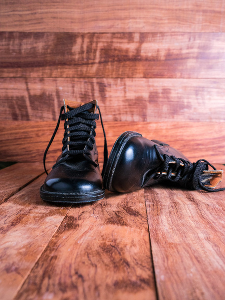 Vintage 1940s Kids Leather Boots - Фото, изображение
