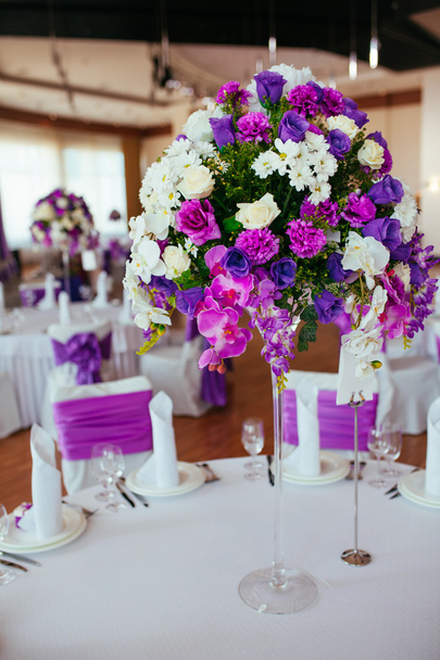 Table set for wedding or another catered event dinner.  - Photo, Image