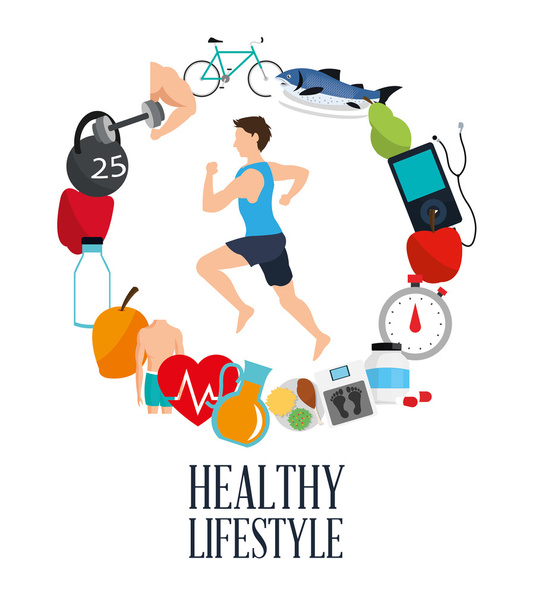 Diseño de estilo de vida saludable. Icono del cuidado del cuerpo. Colorida ilustración
 - Vector, imagen