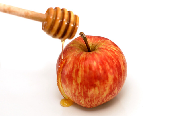 Rosz Haszana tradycyjne jabłka i miód - Zdjęcie, obraz