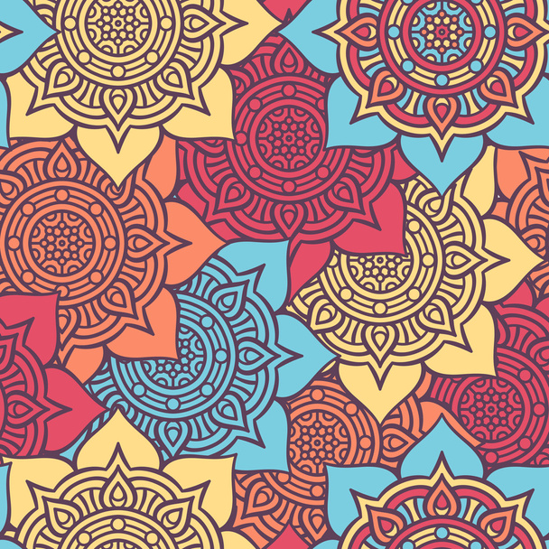 Ethnic floral seamless pattern - Wektor, obraz