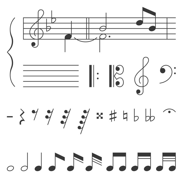 Music note elements, clef  vector - Διάνυσμα, εικόνα