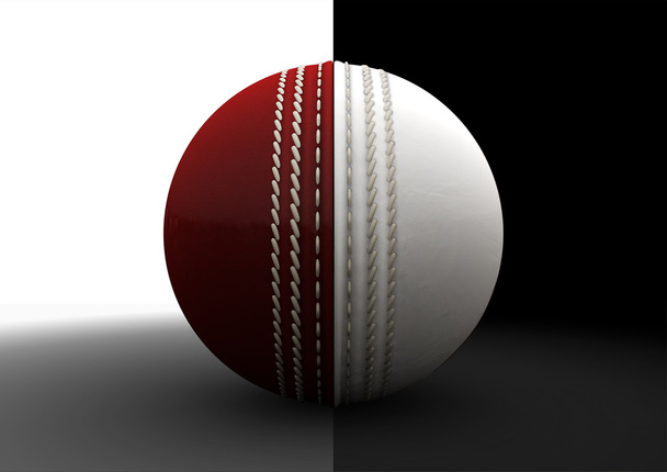 κρίκετ μπάλα που split μεταξύ των σχημάτων - Φωτογραφία, εικόνα