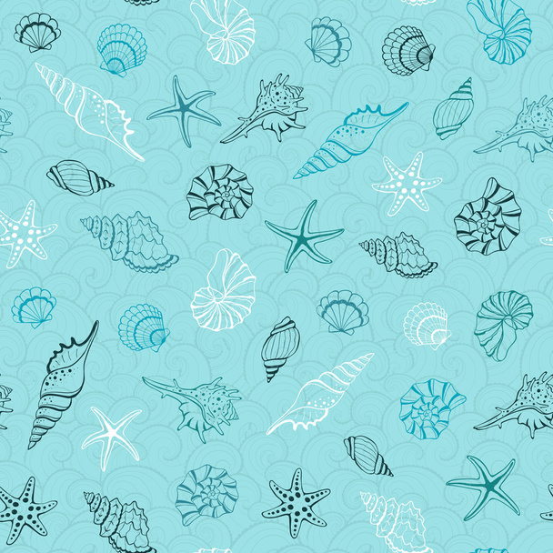 Seashells seamless background - Вектор,изображение
