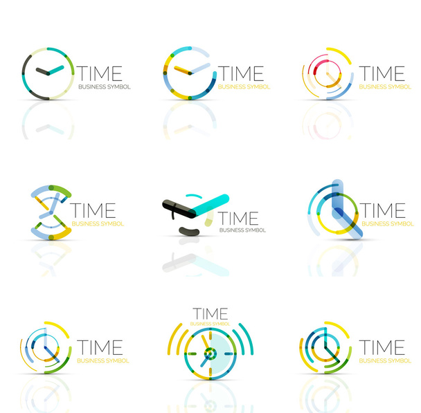 Geometric clock and time icon set - Vector, Image