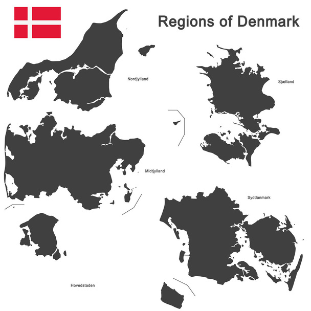 Land Dänemark und Regionen - Vektor, Bild