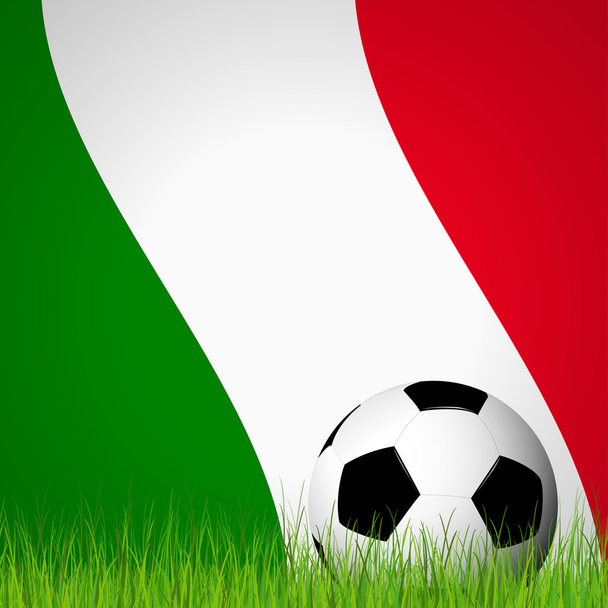 μπάλα ποδοσφαίρου μπροστά από την ιταλική σημαία - Διάνυσμα, εικόνα