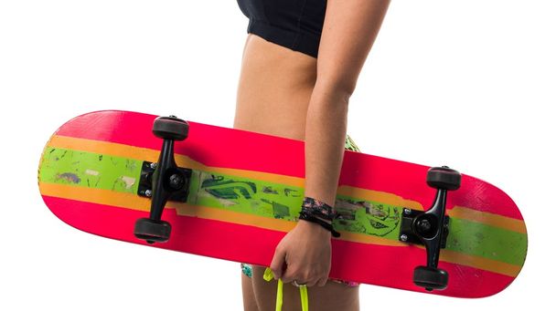 Young girl with skateboard - Photo, Image