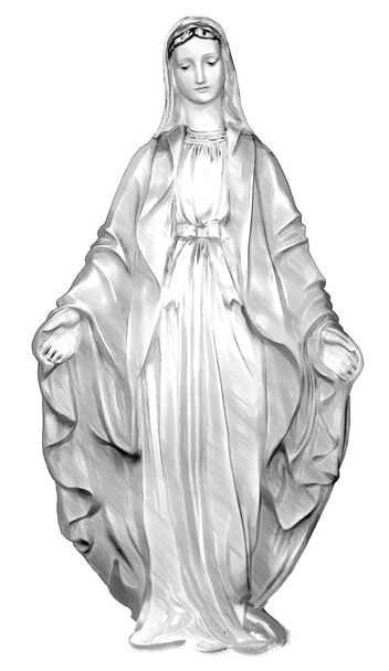 Heilige Maria. Jungfrau Maria. Illustration in Zeichnung, Skizzenstil.  - Foto, Bild