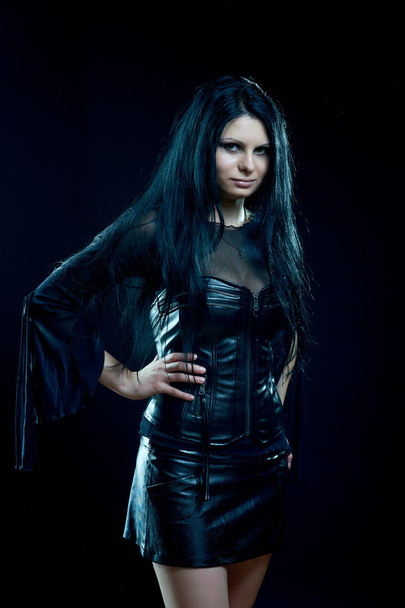 Charming goth girl in black dress - Foto, immagini