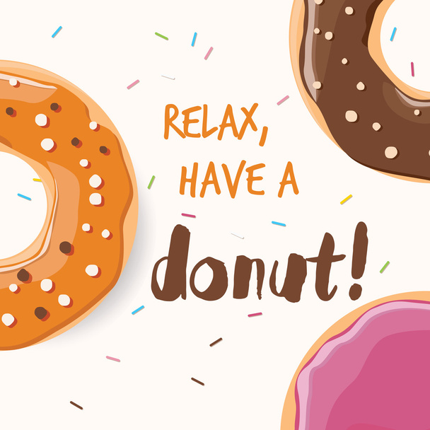 Posterontwerp met kleurrijke glanzende lekkere donuts - Vector, afbeelding