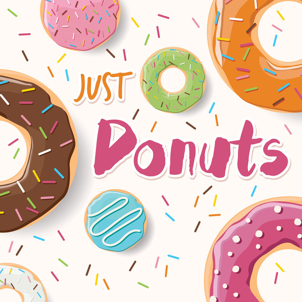 Design de pôster com donuts coloridos brilhantes e saborosos
 - Vetor, Imagem
