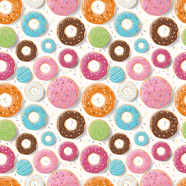 Seamless pattern with colorful tasty glossy donuts - Vector, imagen