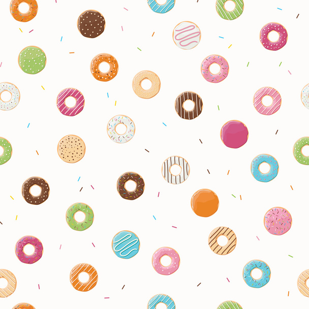 Naadloze patroon met kleurrijke lekkere glanzende donuts - Vector, afbeelding