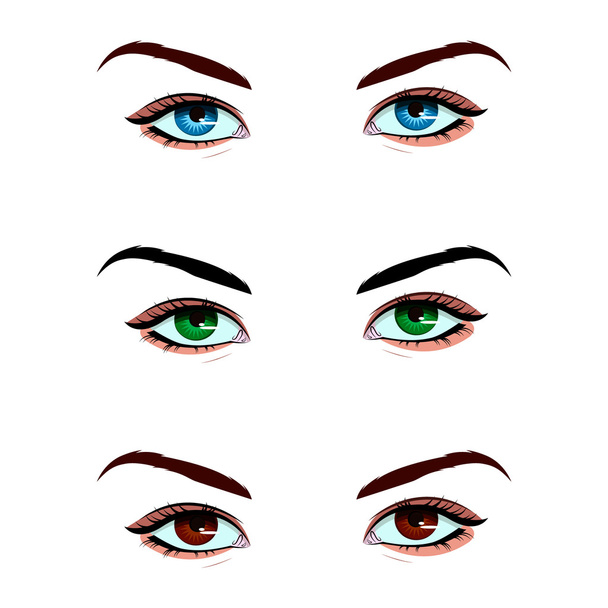 sada různých barev ženské oči - Vektor, obrázek