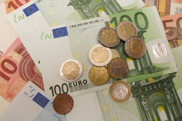 euro (eur) banknoty i monety - prawna przetargu z Unii Europejskiej - Zdjęcie, obraz
