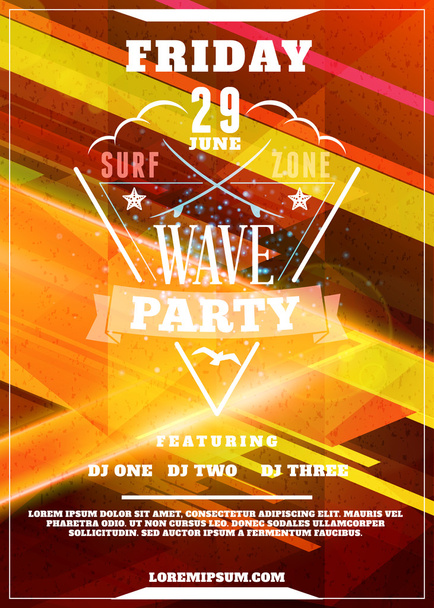 Summer Beach Party Flyer or Poster. Summer Night Party. Vector Design Template - Vector, Image