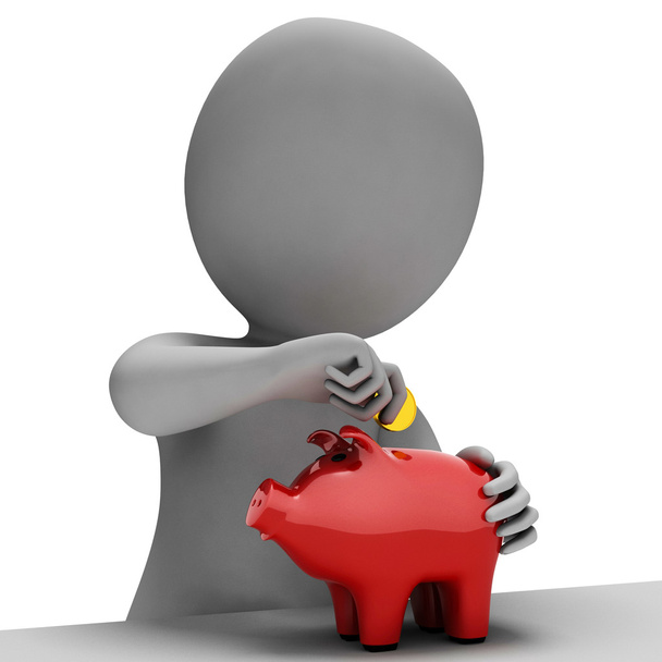 Dinero Piggybank indica finanzas ahorra y riqueza 3d renderizado
 - Foto, Imagen