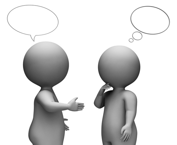 Speech Bubble Shows Copy Space And Character 3d Rendering - Photo, Image