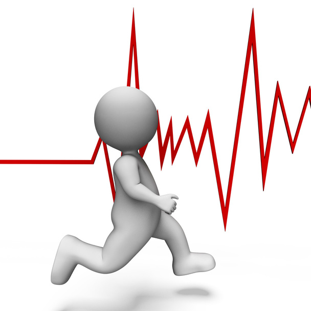Saúde Heartbeat mostra bater bem e Jog 3D Rendering
 - Foto, Imagem