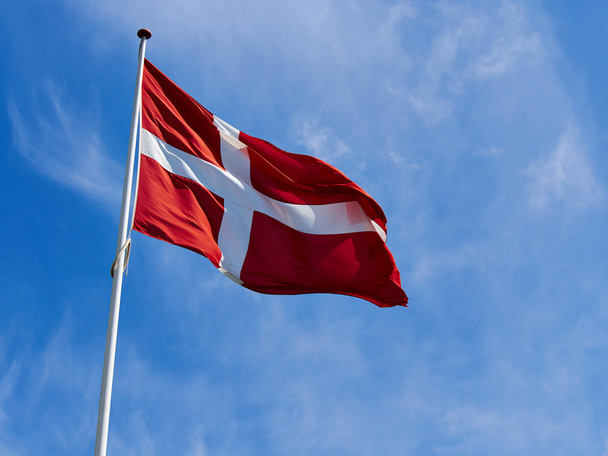 Flag of Denmark up high - 写真・画像