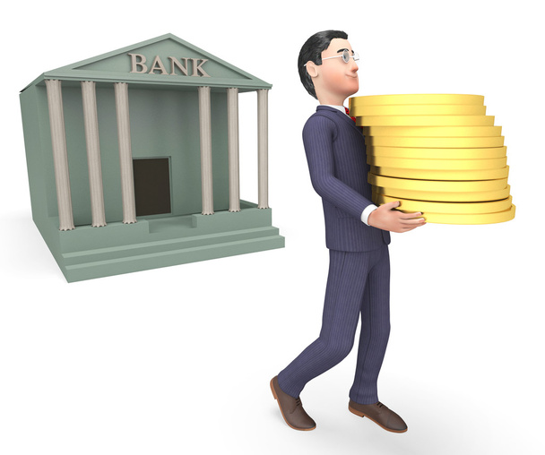 Bank Cash представляє бізнесмена та виконавчого 3d рендерингу
 - Фото, зображення