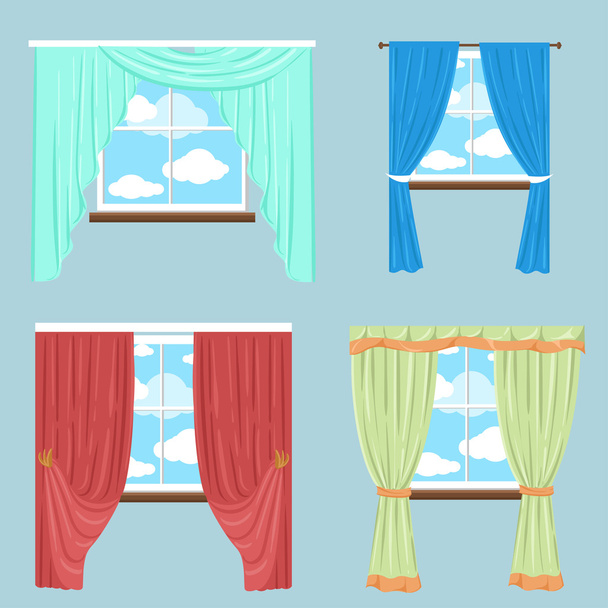 Cortinas cortinas cortinas persianas. Vector colección de varias ventanas
 - Vector, Imagen