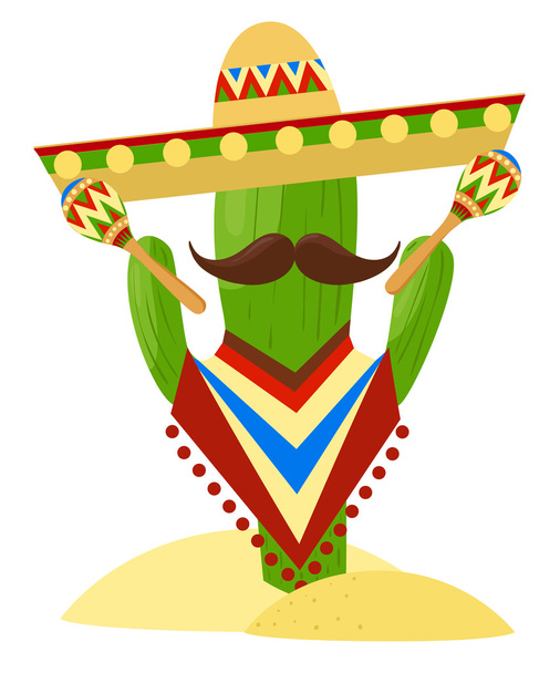 México set cinco de mayo Sombrero, maracas y jalapeño
 - Vector, imagen
